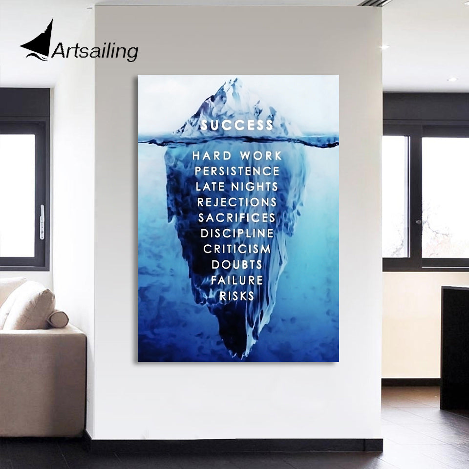 HD Printed 1 piece Canvas Painting Inspirational Poster Ice Mountain Underwater Painting Room Decoration Free Shipping CU-2339B
