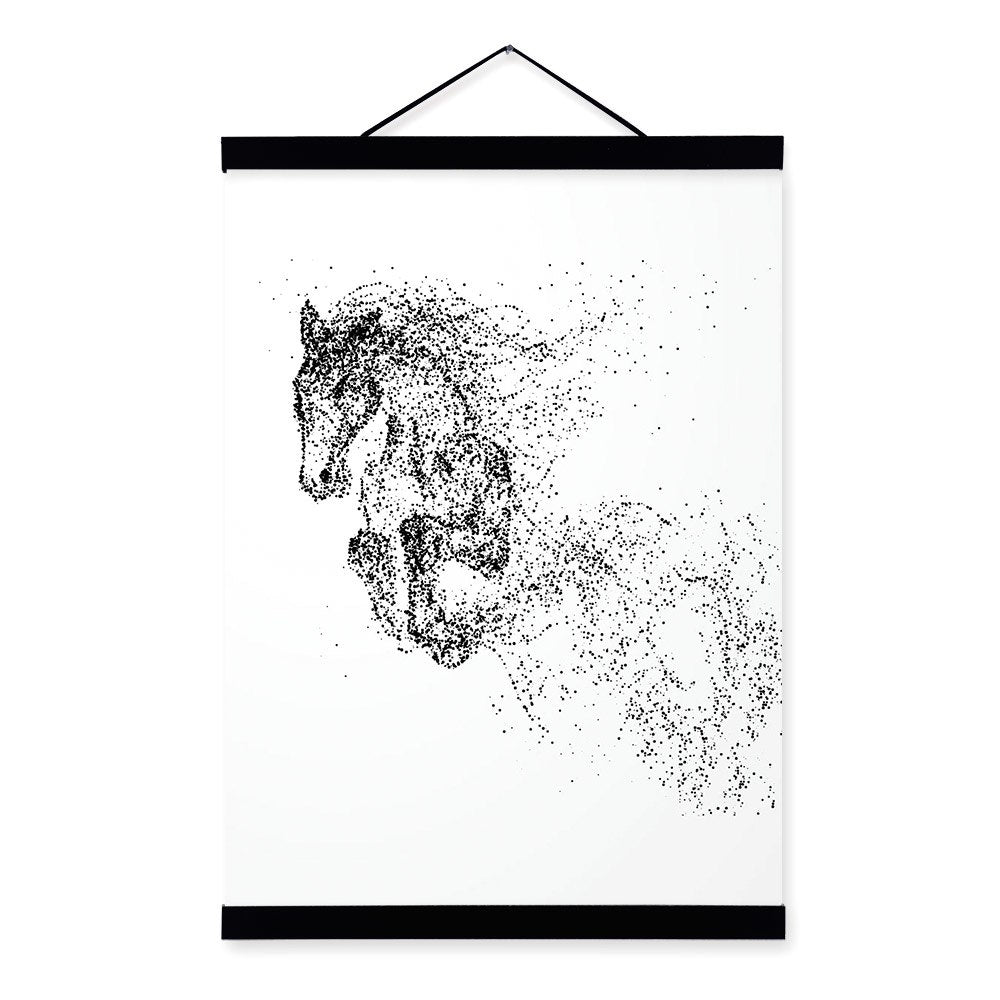 Abstract Black White Ink Animal Wolf A4 Wooden Framed Poster Minimalist Wall Art Canvas Painting Picture Print Home Decor Scroll