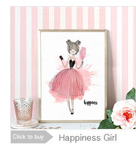 Load image into Gallery viewer, Watercolor Happiness Girl Canvas Art Print Poster,  Wall Pictures for Girl Room Decoration, Giclee Wall Decor CM022-3
