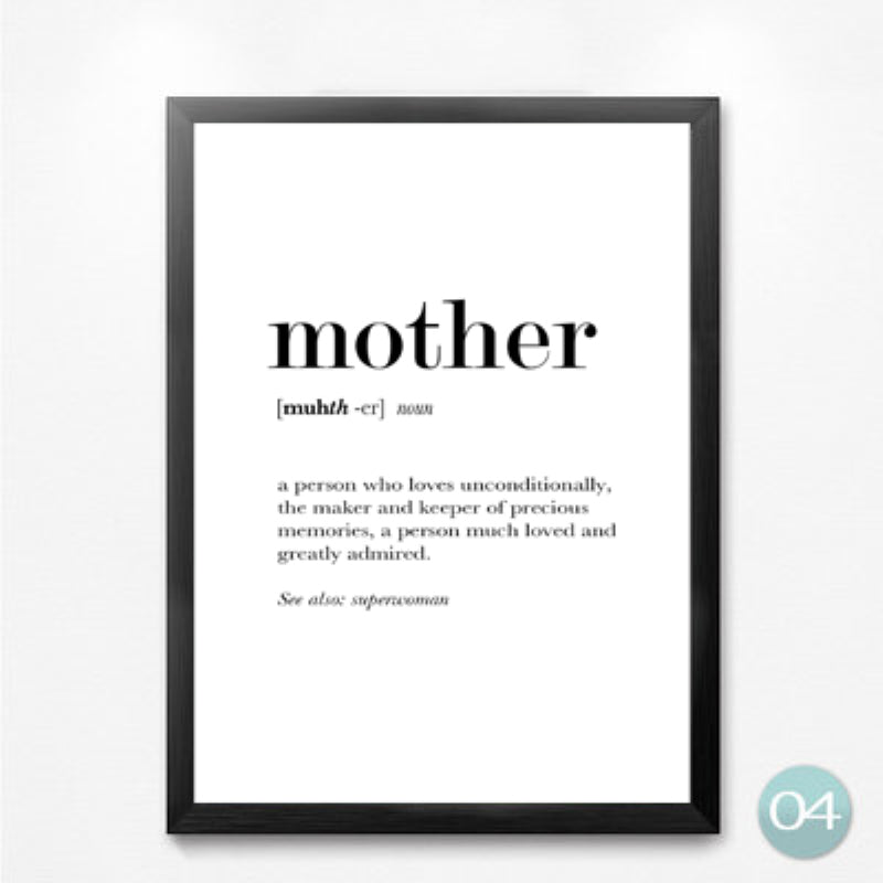 Definition Analysis of English Words Art Print Poster Love Mother Father Aunt Uncle Art Poster Print Canvas Painting HD2113