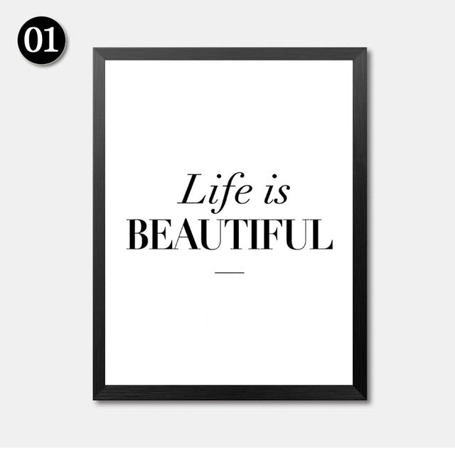 Life Quotes Canvas Painting Life Is Beautiful Wall Picture Never Too Old To Learn Modern Room Decor HD2254