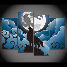 Load image into Gallery viewer, HD printed 4 piece canvas art wolf in moon night comic painting wall pictures for living room modern free shipping NY-7072D
