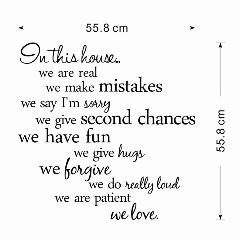 In this house we are real Home Decal Family Vinyl Wall Sticker Quotes Lettering Words Living Room Backdrop Decorative Decor