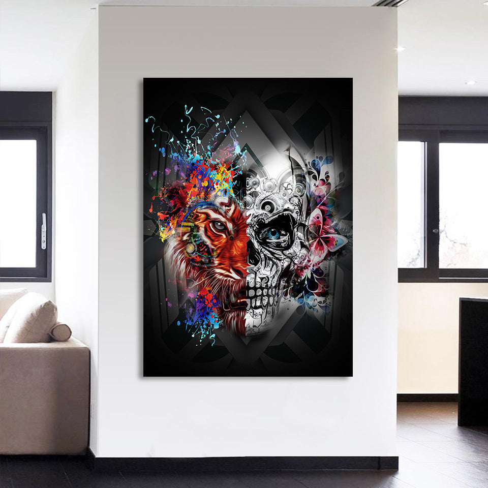 1 Pieces Canvas Paintings Printed Art Cartoon Skull Abstract Painting Wall Picture For Living Room Decor  Free Shipping NY-7161C
