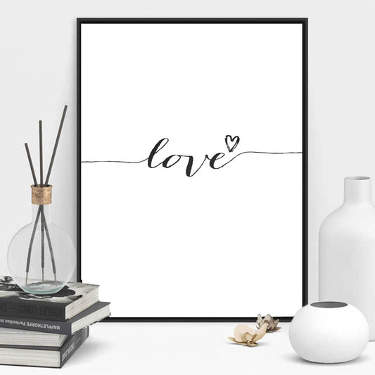Love Sign Word Art Black White Poster Canvas Prints Art inspirational wall modern home decor painting on the wall pictures 2163A