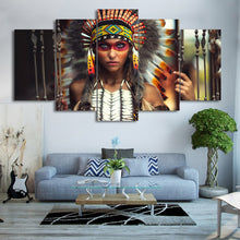 Load image into Gallery viewer, HD printed 5 piece canvas art Abstract Indian girl painting wall pictures for living room modern free shipping/ny-6070A
