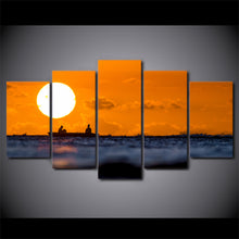 Load image into Gallery viewer, HD Printed 5 Piece Canvas Art Sunset Sun Painting Framed Modular Seascape Wall Pictures Home Decor Free Shipping CU-2411C
