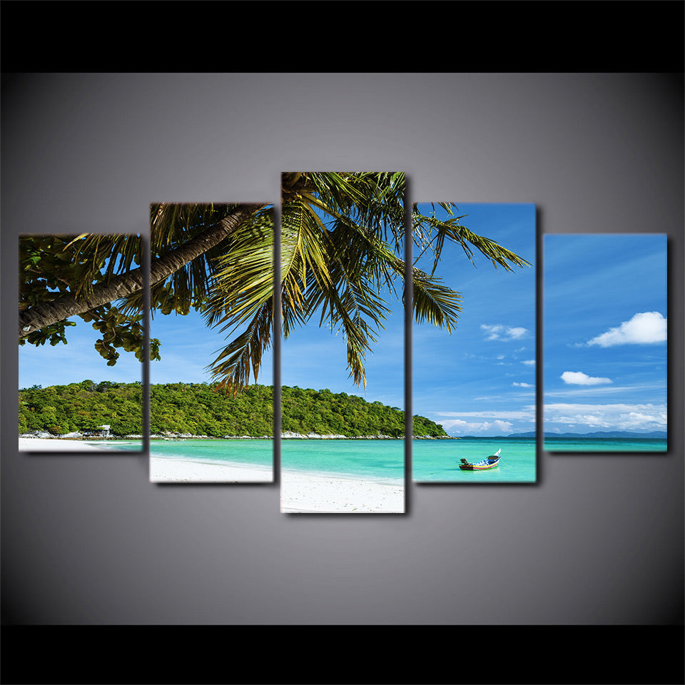 HD Printed 5 Piece Canvas Art Tropical Island Painting Modular Wall Pictures for Living Room Home Decor Free Shipping CU-2342B