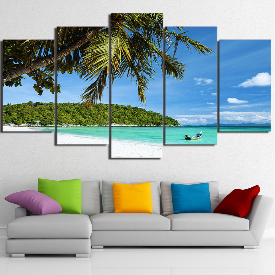 HD Printed 5 Piece Canvas Art Tropical Island Painting Modular Wall Pictures for Living Room Home Decor Free Shipping CU-2342B