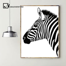Load image into Gallery viewer, Black White Animal Zebra Wall Art Canvas Posters and Prints Canvas Painting Wall Pictures for Living Room Modern Home Decor
