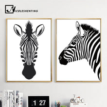 Load image into Gallery viewer, Black White Animal Zebra Wall Art Canvas Posters and Prints Canvas Painting Wall Pictures for Living Room Modern Home Decor
