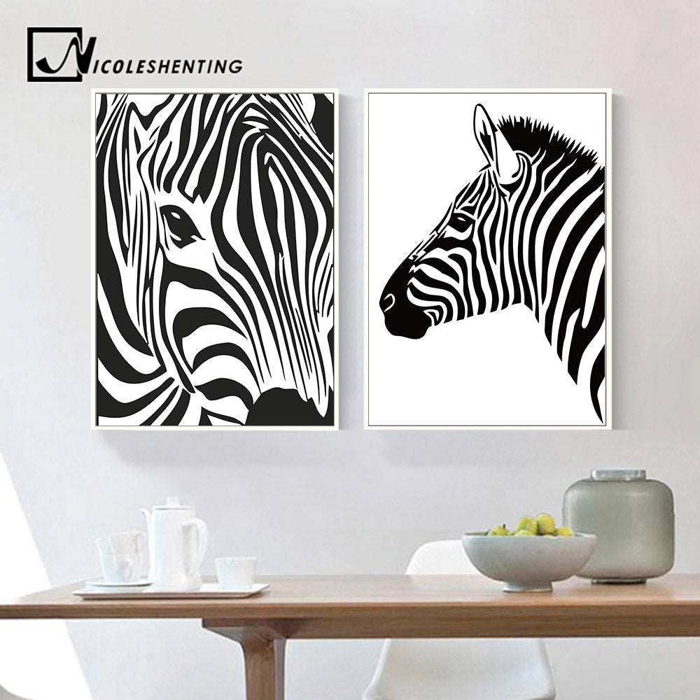 Black White Animal Zebra Wall Art Canvas Posters and Prints Canvas Painting Wall Pictures for Living Room Modern Home Decor