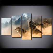 Load image into Gallery viewer, HD Printed 5 Piece Canvas Art Howling Wolf in Clouds Painting Modular Wall Pictures for Living Room Free Shipping NY-7171B
