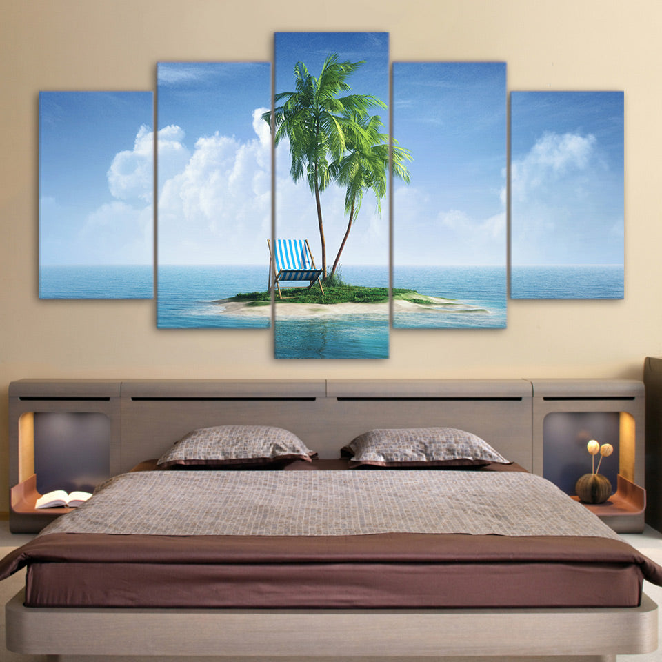 5 piece HD print wall art canvas painting tropical island posters and prints Coconut Grove home decor free shipping CU-2472B