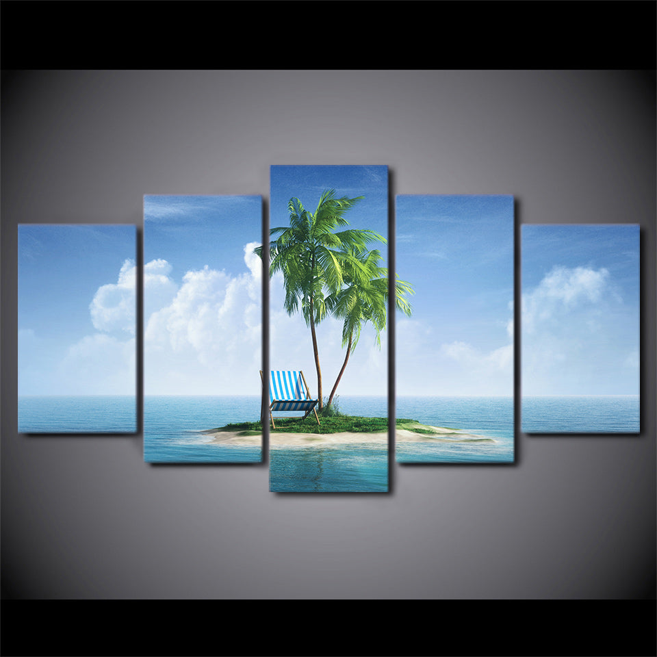 5 piece HD print wall art canvas painting tropical island posters and prints Coconut Grove home decor free shipping CU-2472B