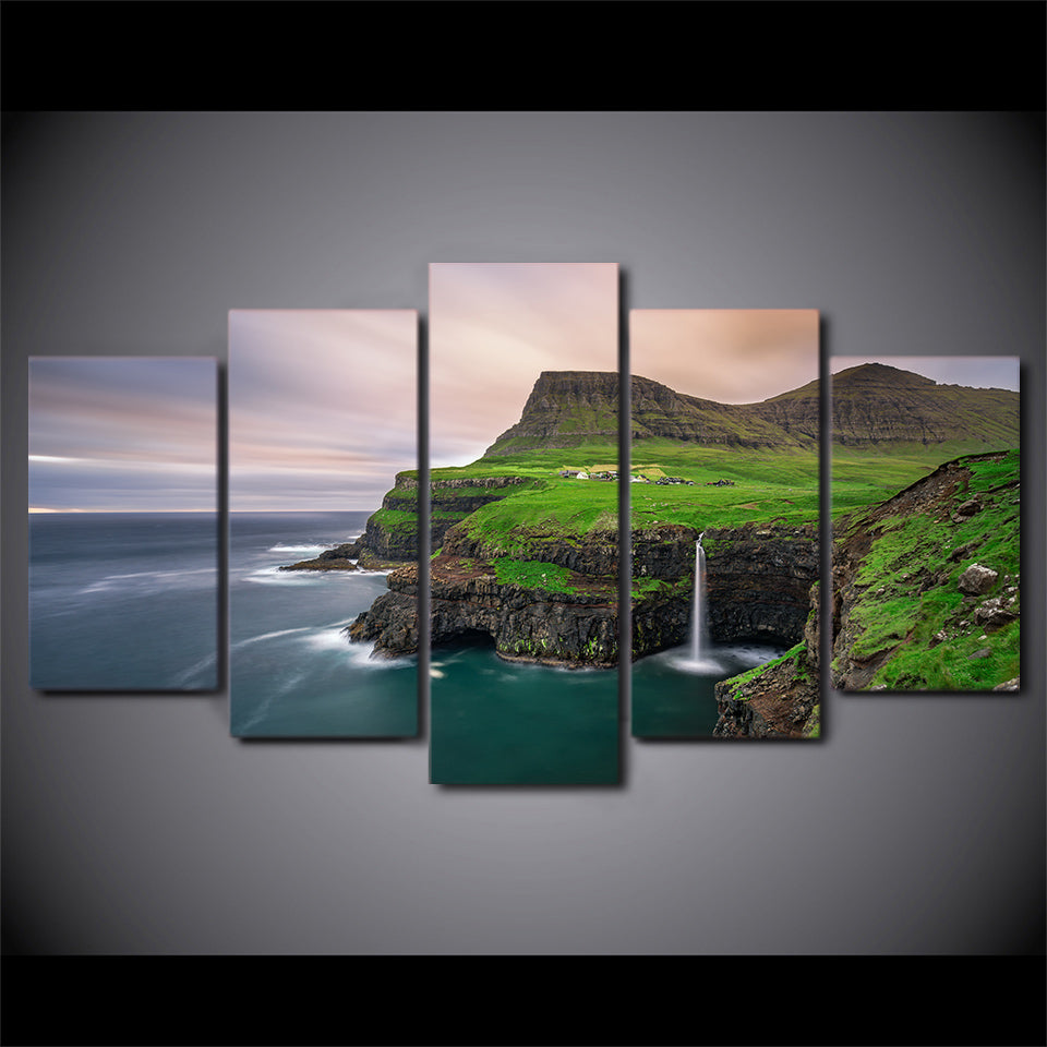 HD Printed 5 Piece Canvas Art Natural Sea Bay Painting Seascape Wall Pictures Decor Framed Painting Free Shipping CU-2474C