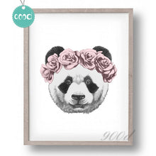 Load image into Gallery viewer, Panda Drawing with Rose Canvas Art Print Painting Poster,  Wall Picture for Home Decoration,  Wall Decor SHU001

