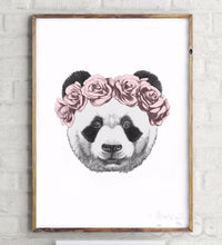 Load image into Gallery viewer, Panda Drawing with Rose Canvas Art Print Painting Poster,  Wall Picture for Home Decoration,  Wall Decor SHU001
