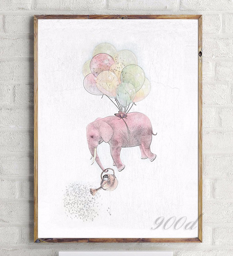 Elephant with Balloon Sketch Canvas Art Print Painting Poster,  Wall Pictures for Home Decoration, Wall Art Decor Ye15-2