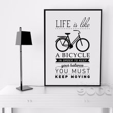 Load image into Gallery viewer, Life Quote Canvas Art Print Painting Poster, Bicycle Wall Pictures for Home Decoration, Home Decor S001
