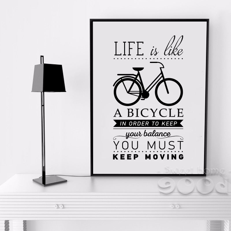 Life Quote Canvas Art Print Painting Poster, Bicycle Wall Pictures for Home Decoration, Home Decor S001