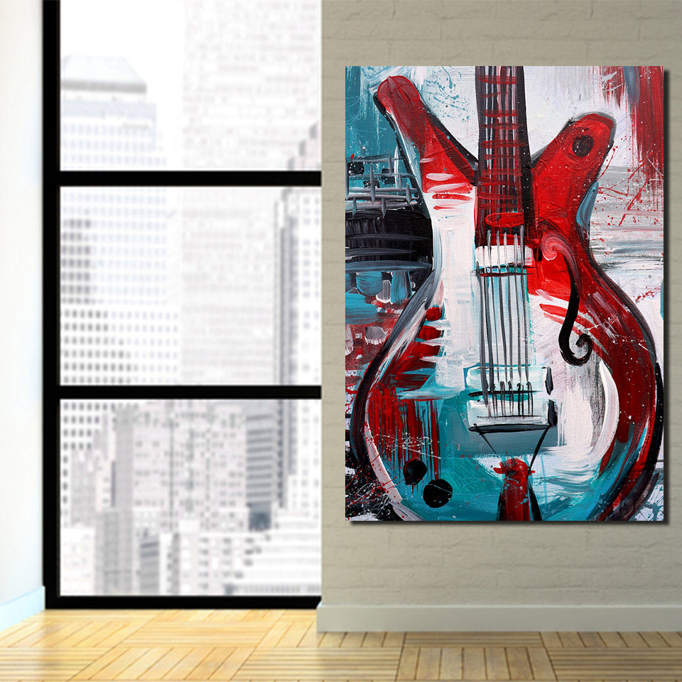 HD Printed 1 Piece Canvas Art Abstract Guitar Painting Vintage Wall Pictures for Living Room Home Decor Free Shipping NY-7069D