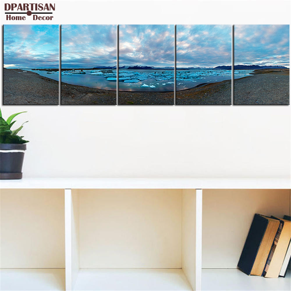 DPARTISAN 5Panels Set iceland Scape painting NO FRAME Oil Painting Canvas Prints Wall Art Pictures For Living Room Decorations