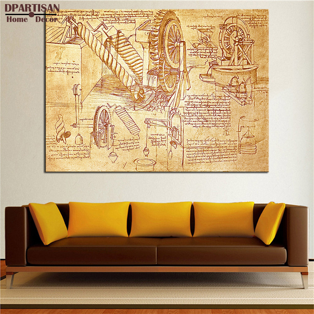 DPARTISAN Giclee poster and print invention By LEONARDO DA VINCI print Wall oil Painting picture on canvas for living room decor