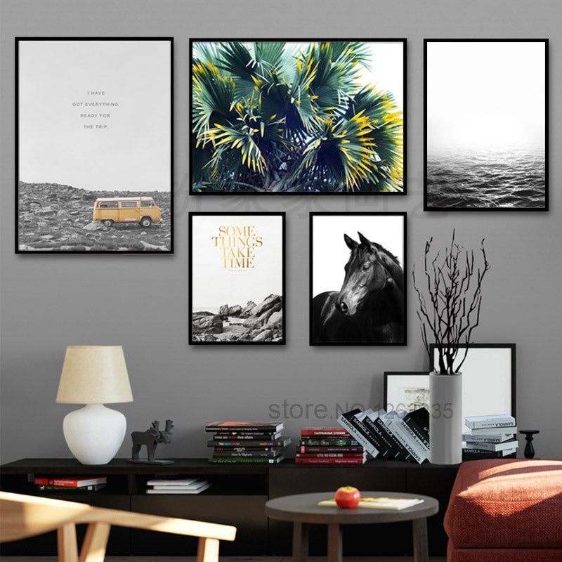 Nordic Decoration Posters And Prints  Leisurely Holiday Horse Wall Art Canvas Painting Wall Pictures For Living Room Unframed