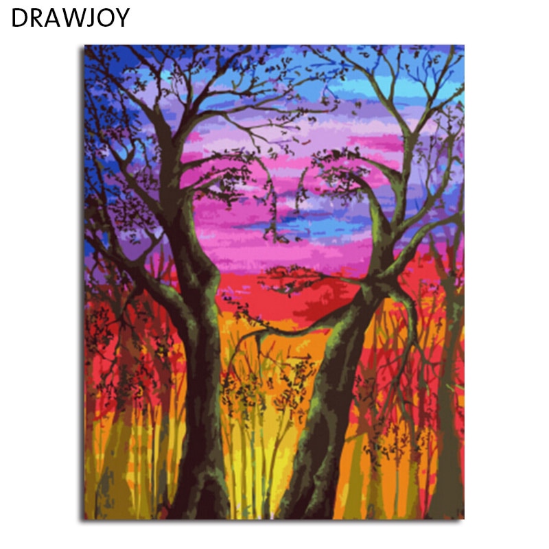 DRAWJOY Framed Wall Paint Pictures Painting & Calligraphy DIY Coloring By Numbers on Canvas Home Decor GX5527 40*50cm