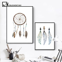 Load image into Gallery viewer, Nordic Decoration Watercolor Feather Deer Minimalist Posters and Prints Wall Art Canvas Painting Wall Pictures for Living Room
