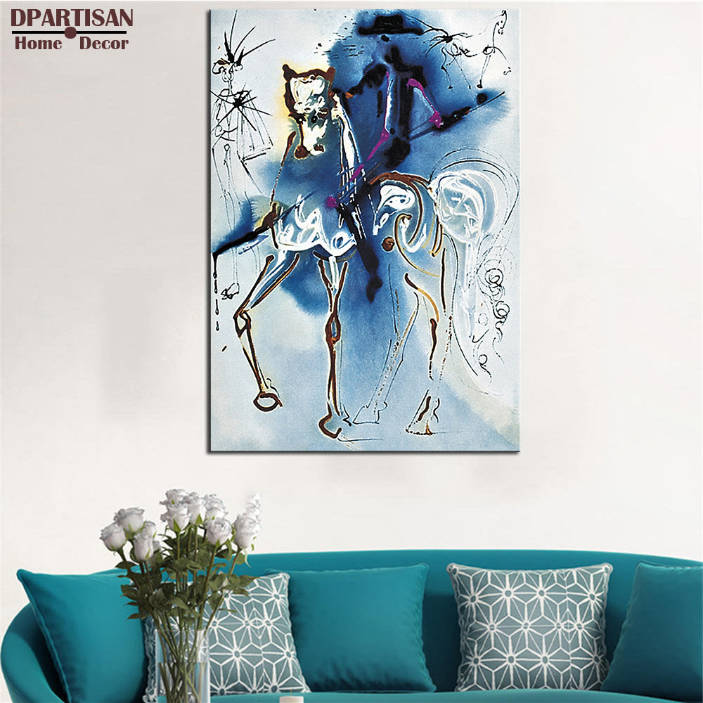 DPARTISAN Surrealism LE CHEVAL DE TRIOMPHE Signed Dalinean Horse PRINT ON CANVAS Wall painting no frame wall pictures art