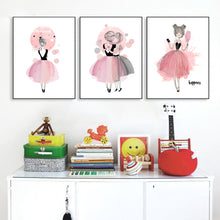 Load image into Gallery viewer, Watercolor Girls Canvas Art Print Poster,  Wall Pictures for Girl Room Decoration, Giclee Wall Decor CM022
