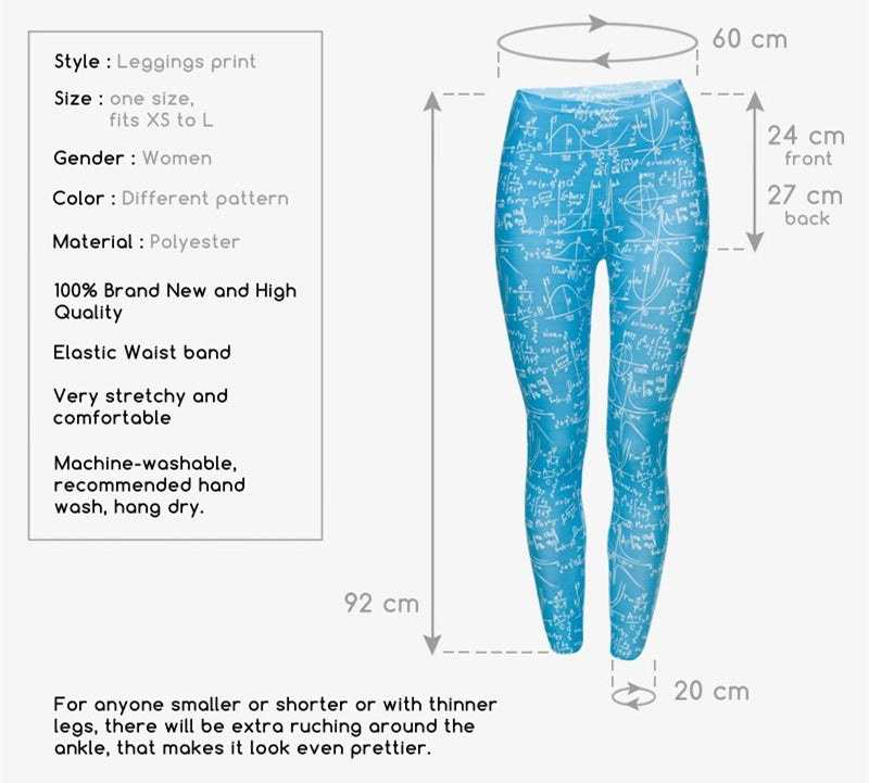 Fashion Mathematics 3D Full Printed Legging Punk Women's Stretchy Trousers Casual Pants Leggings