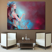 Load image into Gallery viewer, HD Print  1 Piece canvas painting abstract woman with dreamcatcher decor for living Room Free Shipping NY-7168C
