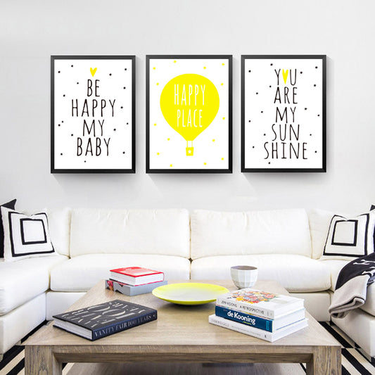 Yellow Color Canvas Painting Be Happy My Baby Wall Picture Modern Print Poster Room Decor HD2258