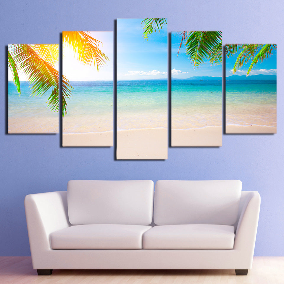 HD Printed 5 Piece Canvas Art Summer Beach Seascape Painting Modular Wall Pictures for Living Room Free Shipping CU-2403B