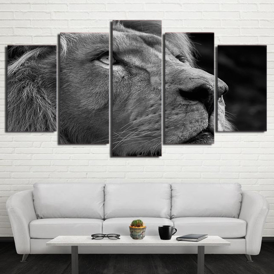 HD Printed 5 Piece Canvas Art Tiger Head Painting Gray Wall Pictures for Living Room Modern Free Shipping NY-7097A