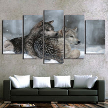 Load image into Gallery viewer, HD Printed 5 Piece Canvas Art Snow Wolf Painting Framed Modular Wall Pictures for Living Room Home Decor Free Shipping NY-7102A
