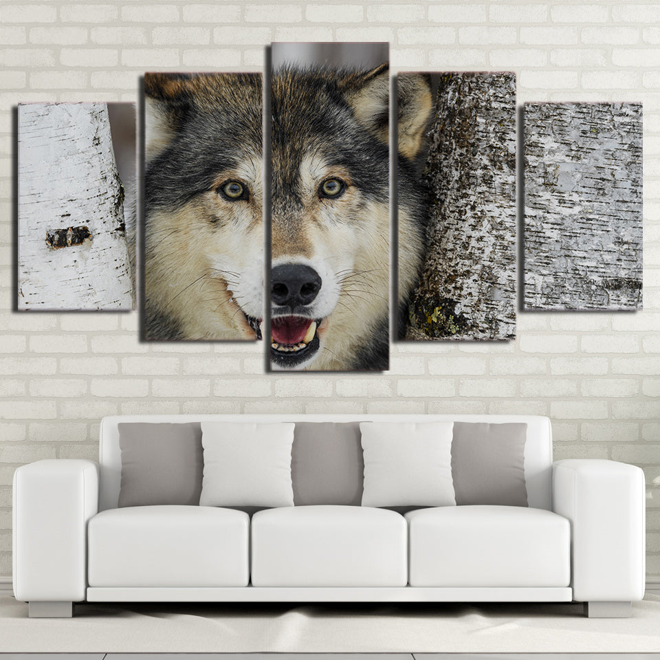 HD Printed 5 Piece Canvas Art Brown Wolf Painting Framed Modular Wall Pictures for Living Room Modern Free Shipping  CU-2426C