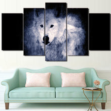Load image into Gallery viewer, HD Printed 5 Piece Canvas Art White Wolf in Dark Painting Modular Poster Wall Pictures for Living Room Free Shipping CU-2297B
