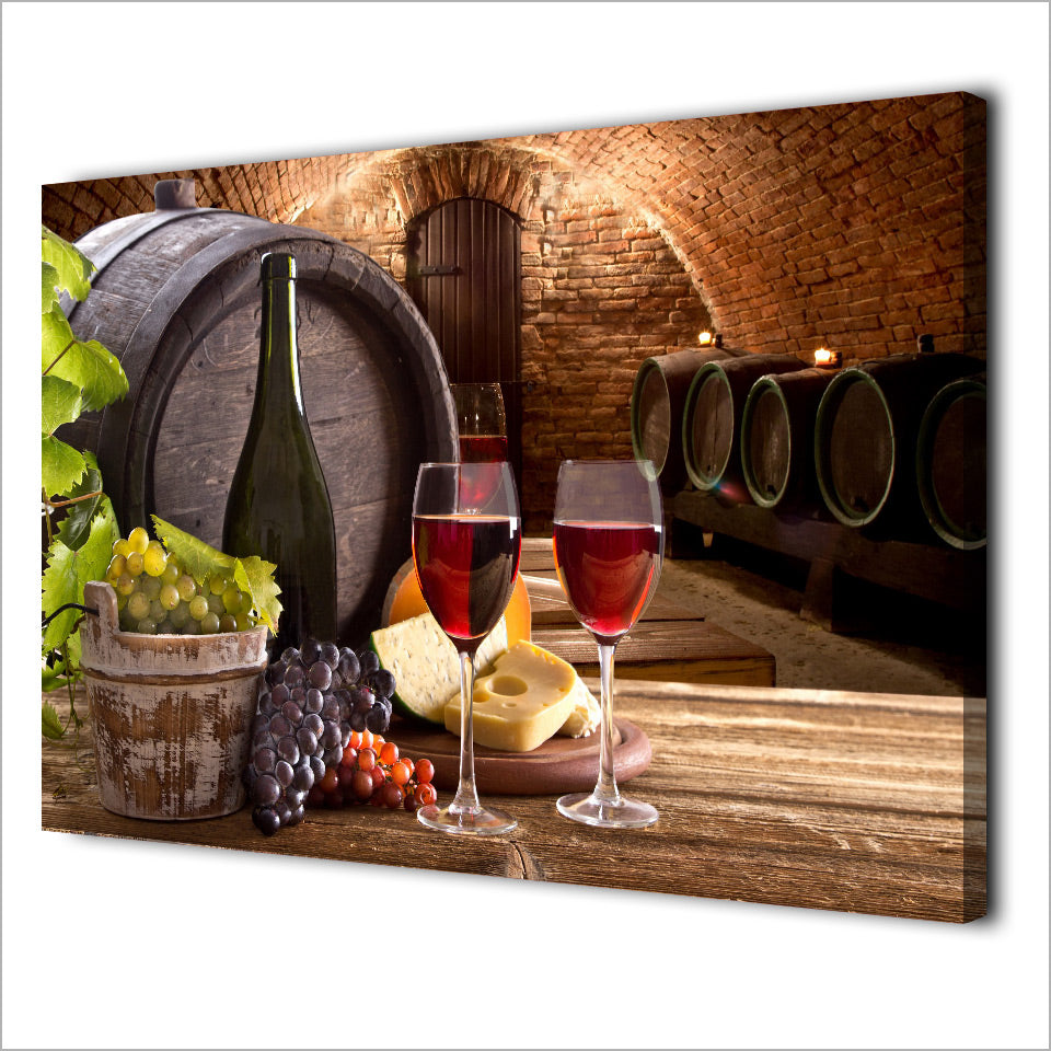 1 Pieces Grapes Wine Drink Canvas Paintings HD Printed Vintage Wall Art Modular Framed Canvas Kitchen Room Home Decor NY-7094C
