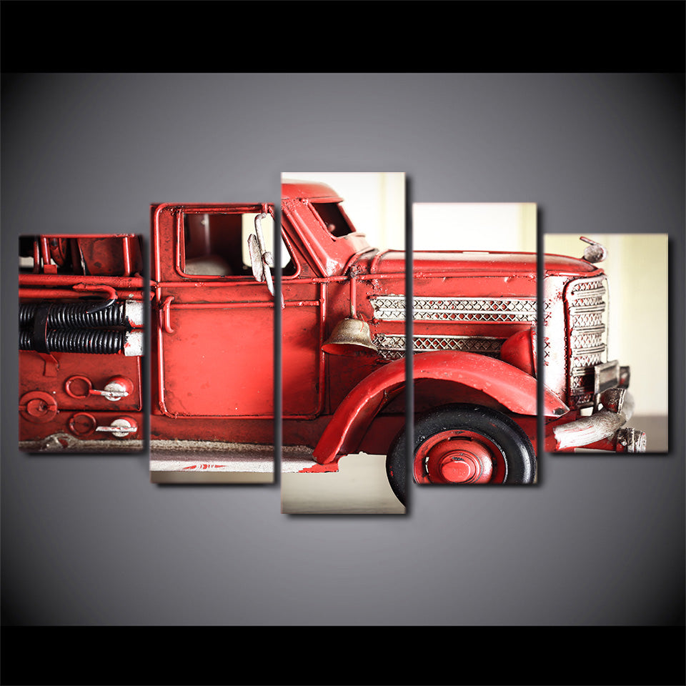 HD printed 5 piece canvas art Fire truck red vehicle wall pictures for living room modern free shipping CU-2515C