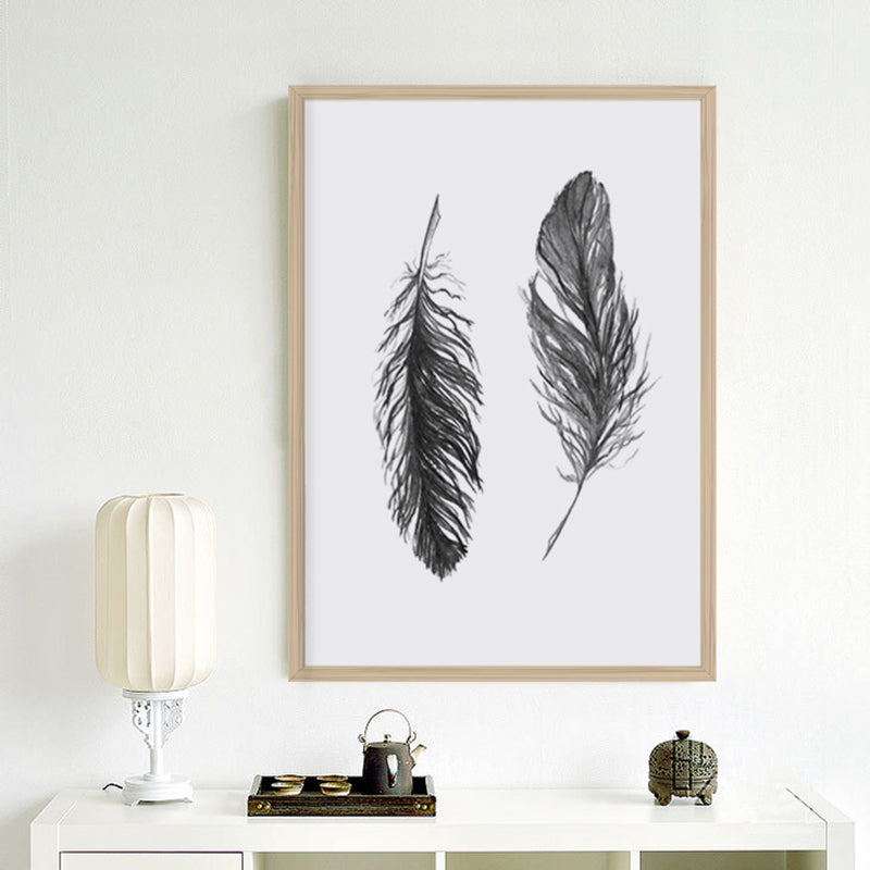 900D Watercolor Black Feather Canvas Art Print Poster, Wall Pictures for Home Decoration, Giclee Wall Decor S16053