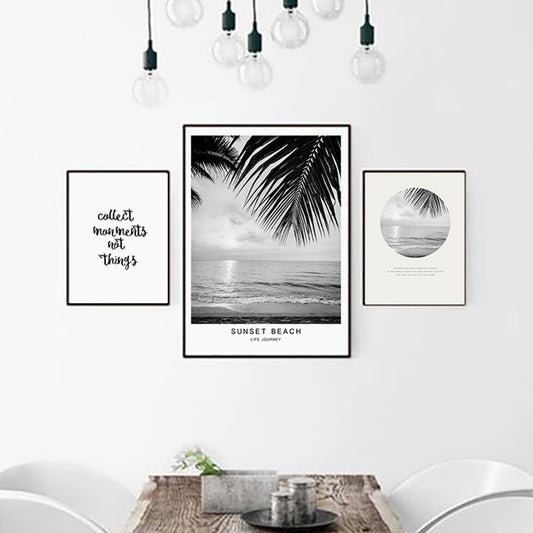Beach Landscape Canvas Art Print Painting Poster, Nordic Style Wall Pictures for Home Decoration, Wall Decor BW003