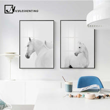 Load image into Gallery viewer, Animal White Horse Wall Art Canvas Posters and Prints Painting Wall Pictures for Living Room Modern Home Decor
