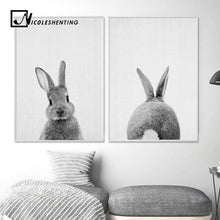 Load image into Gallery viewer, Black White Rabbit Wall Art Canvas Posters and Prints Minimalist Animal Paintings Wall Picture for Living Room Modern Home Decor

