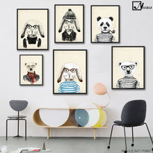 Load image into Gallery viewer, NICOLESHENTING Hand Drawn Anima Panda Rabbit Poster Minimalist Art Canvas Vintage Picture Modern Home Kids Room Decoration
