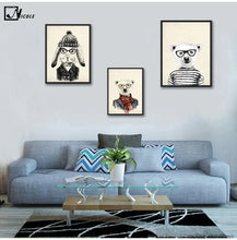 Load image into Gallery viewer, NICOLESHENTING Hand Drawn Anima Panda Rabbit Poster Minimalist Art Canvas Vintage Picture Modern Home Kids Room Decoration
