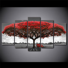 Load image into Gallery viewer, HD printed 5 piece canvas art Black and white Red tree painting wall pictures for living room modern free shipping CU-2572B
